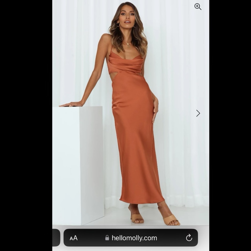 Hello molly terracotta satin dress